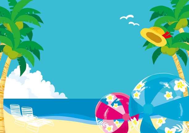 矢量插图的热带海滩景观。图片下载