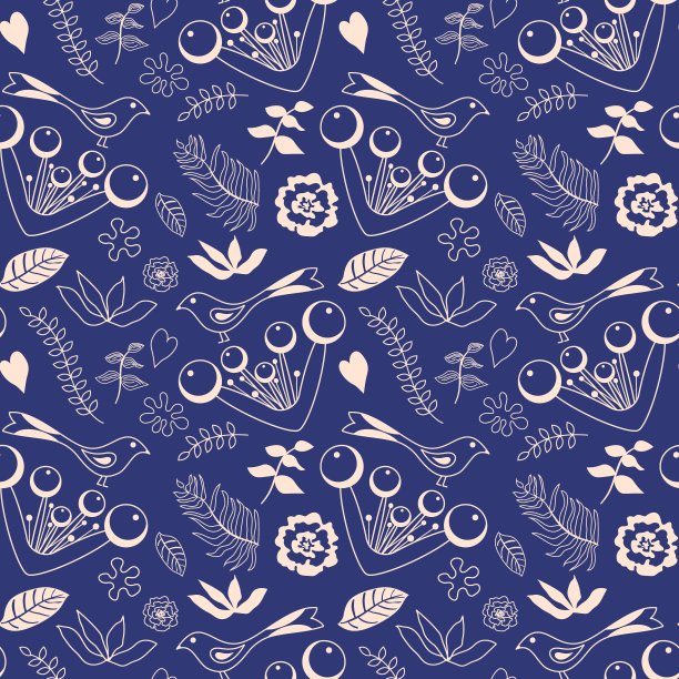 向量图案线艺术颜色花在深蓝色图片下载