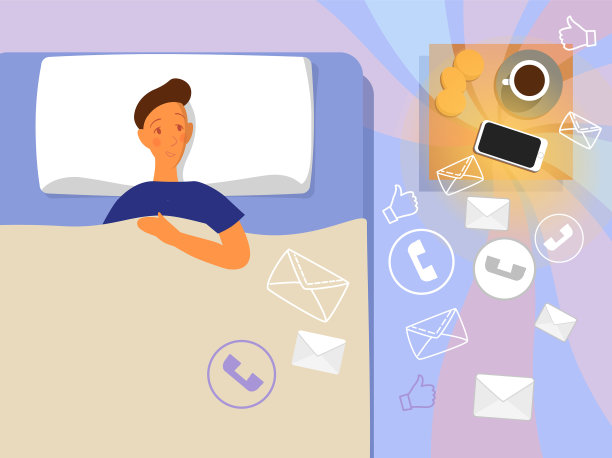 男人在床上用手机，现代生活用一个图片下载