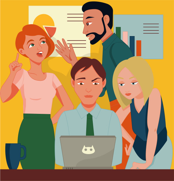 一组办公室工作人员正在一起思考一项任务。图片下载