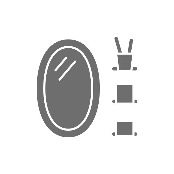 椭圆形浴室镜子灰色图标。在白色背景上隔离图片下载