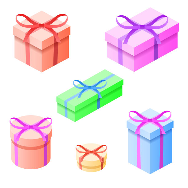 集抽象收藏礼物丝带蝴蝶结快乐生日标志向量图标符号设计风格图片下载