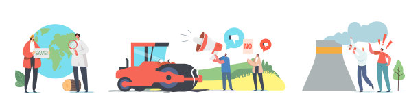 设置保存星球主题。字符防止全球变暖。地球人，工厂管道冒烟，暴乱图片下载