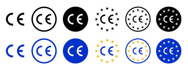 CE标准标志设置标志图标的产品包装。欧洲的质量保证。对于在欧洲经济区(EEA)内销售的产品。欧洲联盟明星。CE标志欧洲合格。图片下载