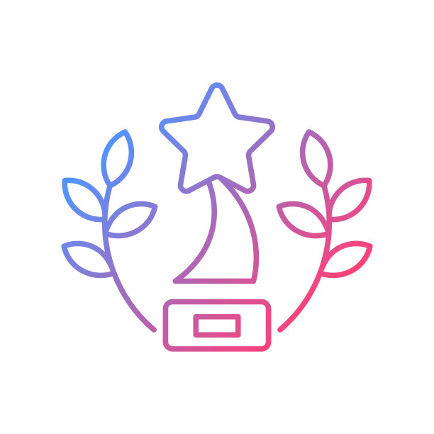 获奖内容渐变线性矢量图标图片下载