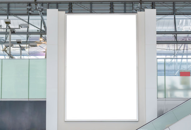 空白广告牌海报的模型形象，并引导在机场终点站的广告图片下载