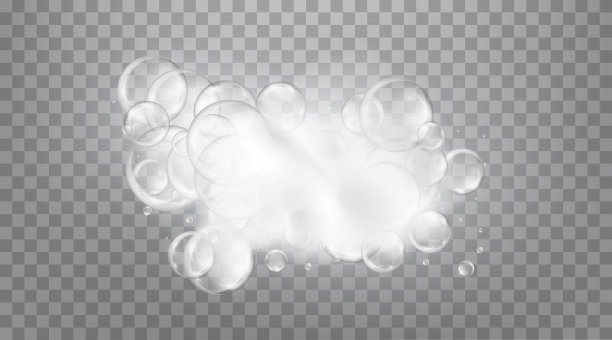 逼真的透明泡沫肥皂泡素材图片下载