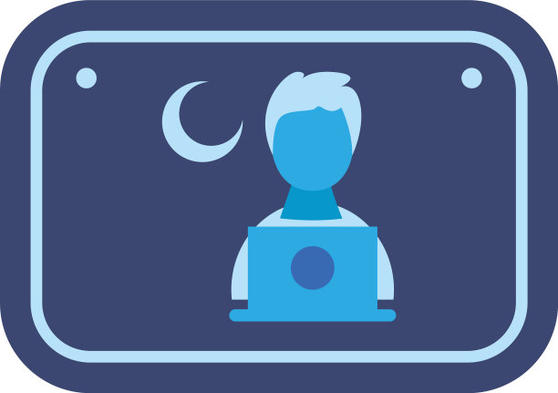 男人与笔记本电脑工作在家扁平化风格图标图片下载