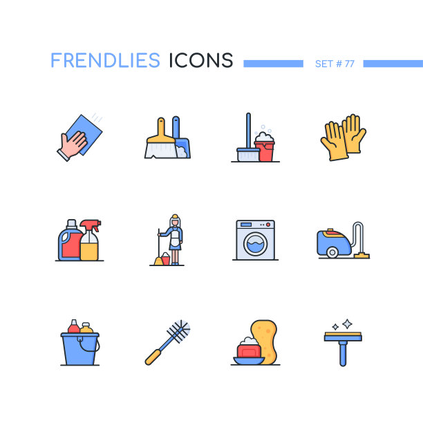 清洗-现代线条设计风格图标集图片下载