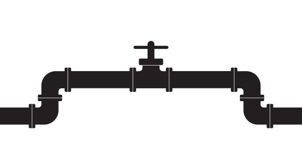 管道。带阀门和水龙头的管道，用于煤气、油、管道或水。矢量插图。图片下载