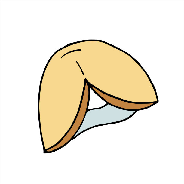 涂鸦风格的幸运饼干插图矢量格式。中国的甜点。带预测的幸运饼干。矢量插图的颜色。图片下载