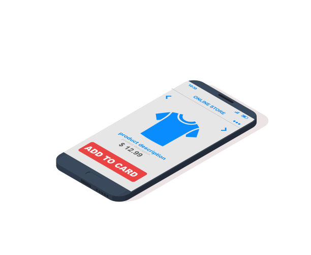 通过手机应用从智能手机上进行网上购物。向量等距插图。图片下载