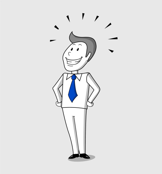 成功的卡通男人带着幸福的微笑图片下载