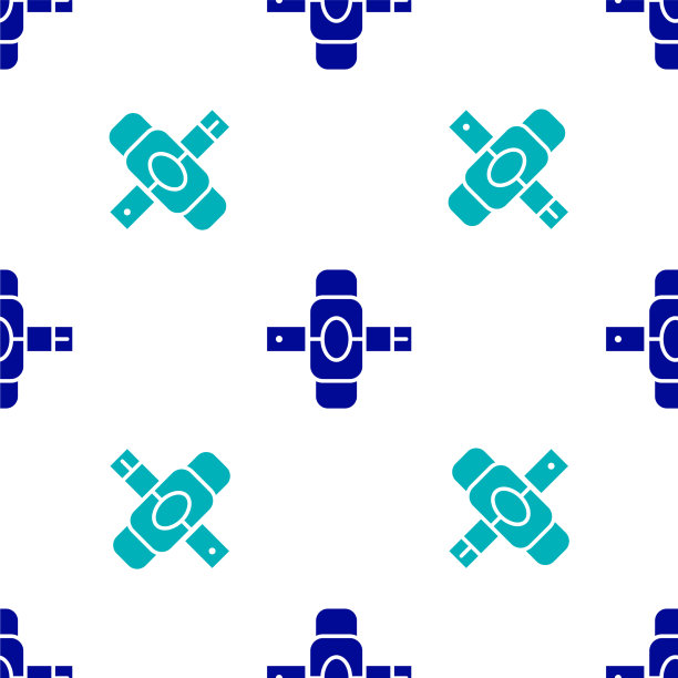 蓝色护膝图标上隔离无缝图案图片下载