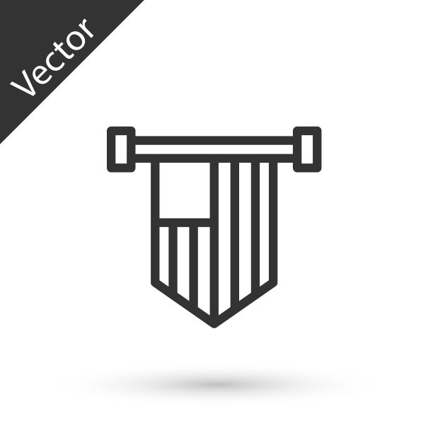 灰色线美国国旗图标孤立在白色背景。美国的国旗。美利坚合众国。向量图片下载