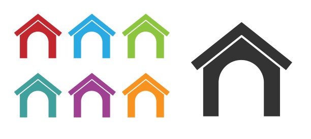 黑狗屋图标孤立在白色背景图片下载