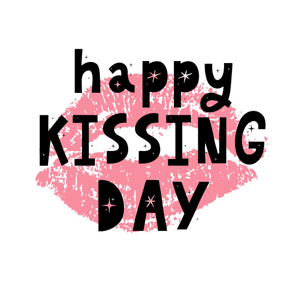 吻我贺卡，海报与粉红色手绘水彩嘴唇。矢量背景与墨水手写字。图片下载