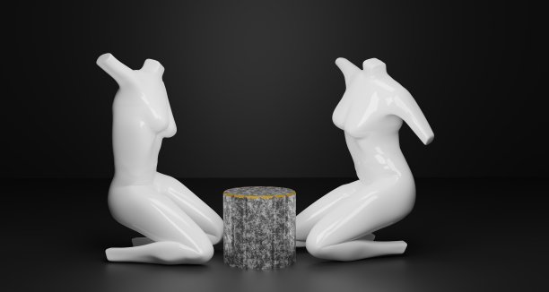 在黑色背景上展示时尚或化妆品，人体模型躯干，优雅的女性躯干，3d渲染。图片下载