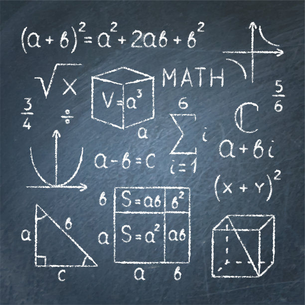 数学符号和方程式画在黑板上图片下载
