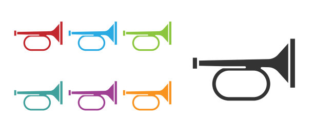 黑色喇叭图标孤立的白色背景图片下载