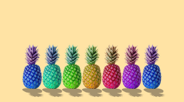 五彩缤纷的菠萝图片下载