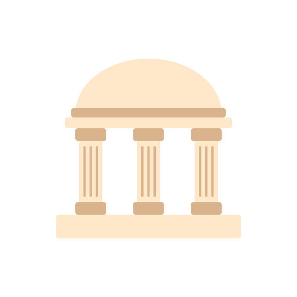 建筑与列。银行图标。大学丰富多彩的符号。图片下载