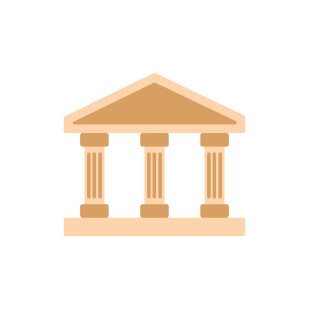 建筑与列。银行图标。大学丰富多彩的符号。图片下载