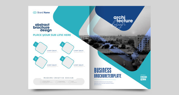 年度报告宣传册传单设计，传单展示，书封面模板，A4大小的布局。图片下载