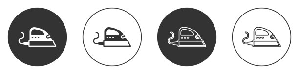 黑色电熨斗图标隔离在白色上图片下载