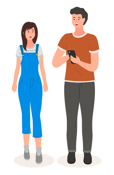 年轻的女人和潇洒的男人穿着休闲的衣服图片下载