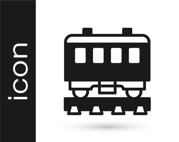 黑色客运列车的图标孤立在白色上图片下载