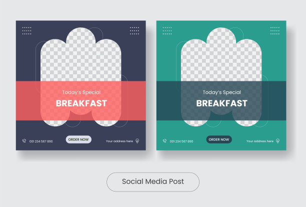 美食广场社交媒体张贴模板横幅设置图片下载
