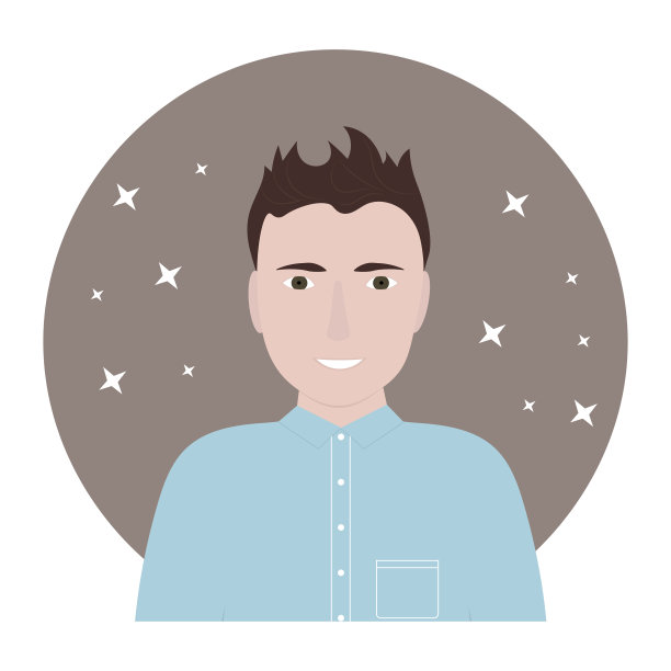 一个棕色头发的中年青年的肖像。档案照片。图片下载