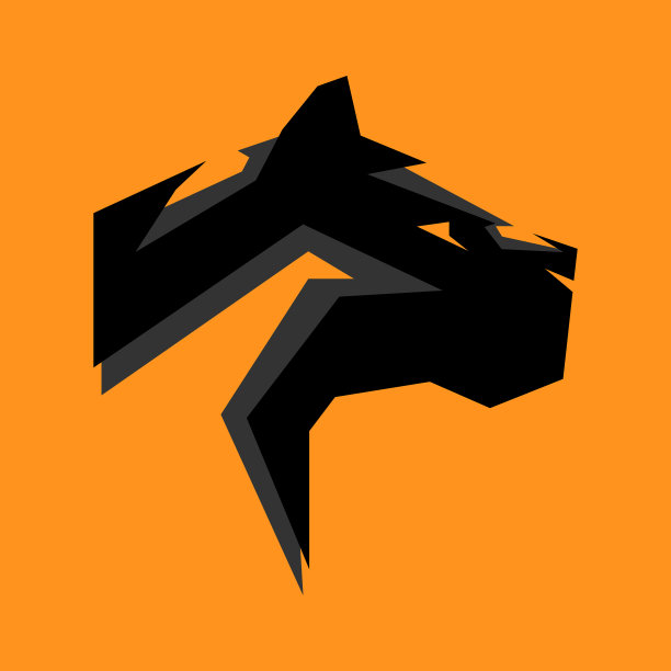 橙色背景上的黑豹标志图片下载