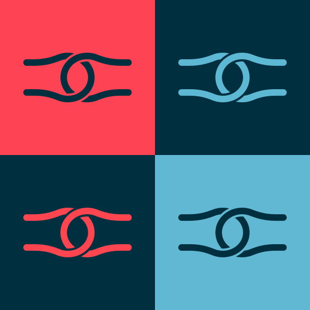 波普艺术的绳子打了一个结，图标孤立在颜色上图片下载