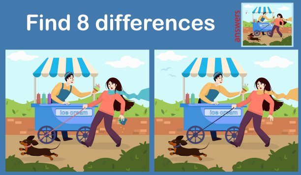 娱乐儿童矢量插图正念游戏发现8个不同点图片下载