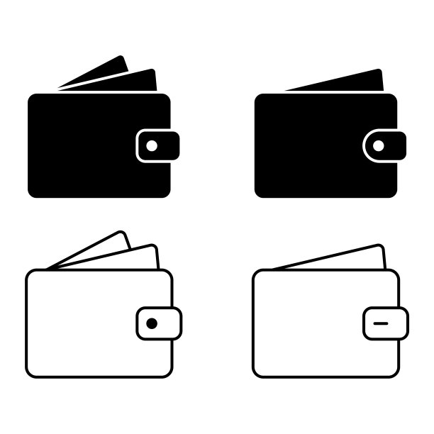 钱包图标的设置。钱包线标志。矢量插图。图片下载