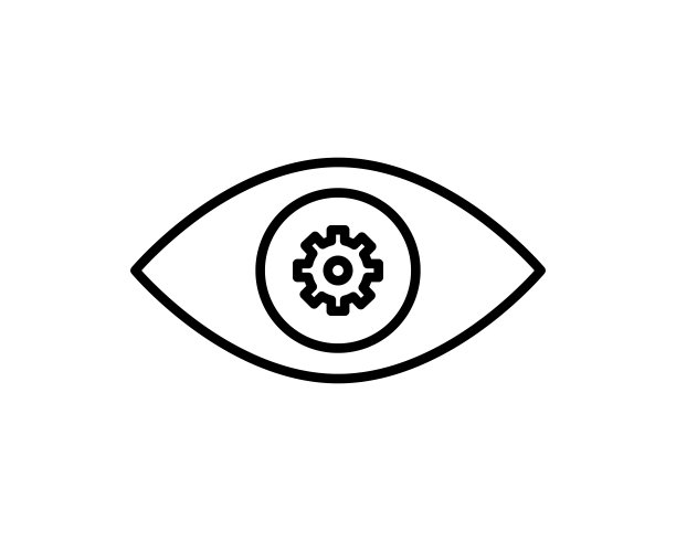 眼睛修复-修复眼睛设置符号主题矢量艺术插图。轮廓眼睛和齿轮图标隔离在白色图片下载