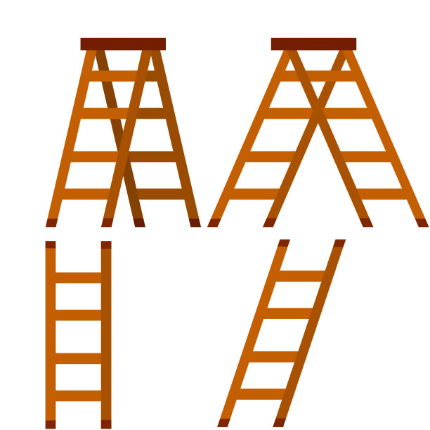 楼梯。在不同位置爬到顶部的对象。图片下载