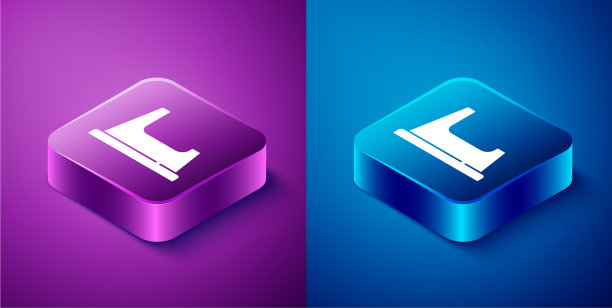 等距槽形图标隔离在蓝色和图片下载