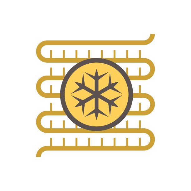 冷凝器线圈矢量图标设计。用于家庭、汽车、冰箱或冰箱的无管道微型通风和空调系统(HVAC)。图片下载