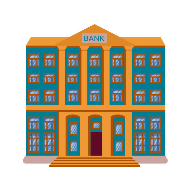 带有柱子的银行大楼的正面。图片下载