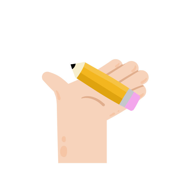 手拿铅笔。艺术家与写作用品。艺术培训和创造力。现代时尚的平面卡通插图孤立在白色图片下载