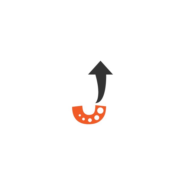 带箭头图标设计的字母J logo矢量图片下载