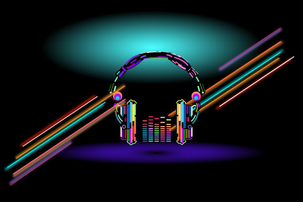 一种用于广告的彩色光耳机图形设计。矢量插图。图片下载