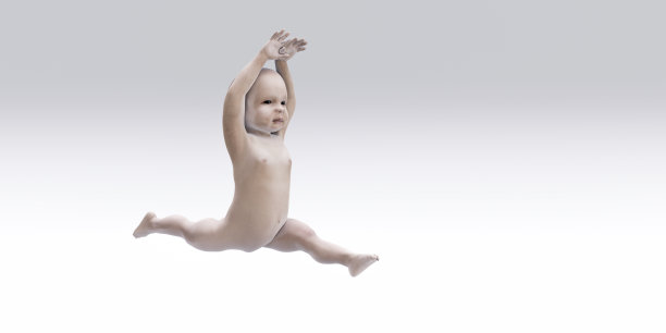 赤裸的新生儿孤立在白色背景上图片下载