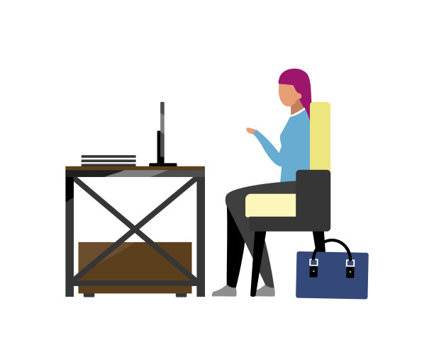 视频求职面试平面颜色向量无脸字符图片下载