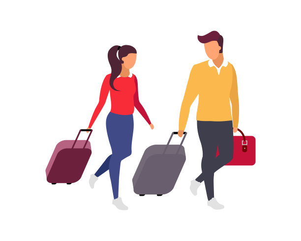 浪漫的情侣旅行平色向量无脸的人物图片下载