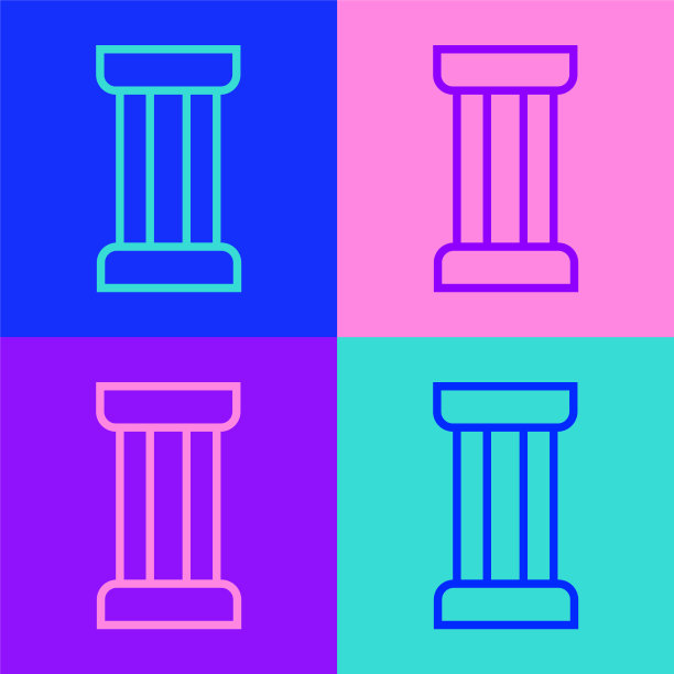 波普艺术的线条古柱图标孤立在色彩上图片下载