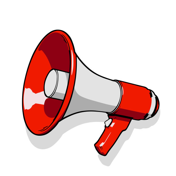 卡通风格的扩音器图标。矢量插图孤立在白色背景图片下载